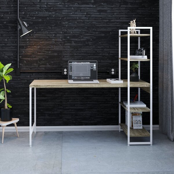 Escrivaninha Mesa Escritório Com Estante Estilo Active 4 Prat