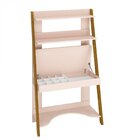 Escrivaninha Mesa Escritório Com Estante Simba Retrô Rosa Fos