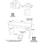 Escrivaninha Mesa Escritório Com Gaveta Tampo 2 Gavetas 120cm