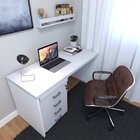 Escrivaninha Mesa Escritório Com Gaveteiro E Prateleira 120cm