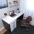 Escrivaninha Mesa Escritório Com Gaveteiro E Prateleira 120cm