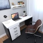 Escrivaninha Mesa Escritório Com Gaveteiro E Prateleira