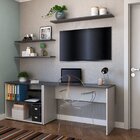 Escrivaninha Mesa Escritório Com Nichos E 3 Prateleiras 190cm