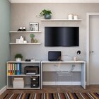 Escrivaninha Mesa Escritório Com Nichos E 3 Prateleiras 190cm