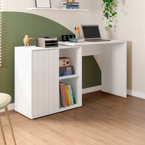 Escrivaninha Mesa Escritório Com Ripada Start 1 Porta 140cm B