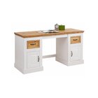 Escrivaninha Mesa Escritório De Madeira Maciça 2 Portas E 2 G