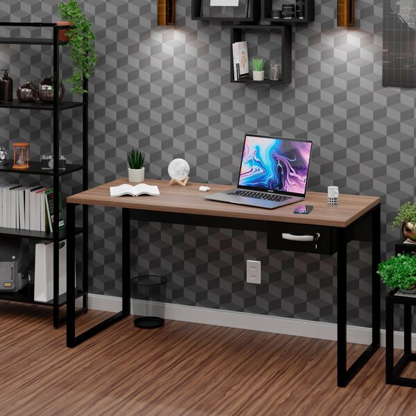 Escrivaninha Mesa Escritório Diretor Com Gaveta Estilo Indust