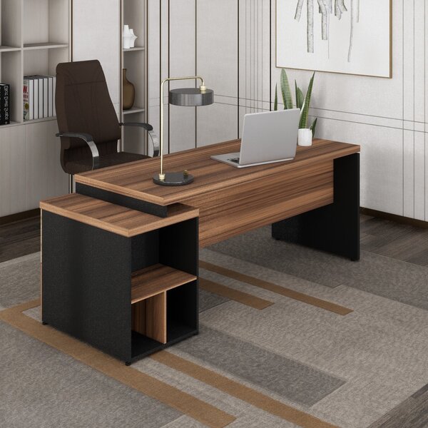 Escrivaninha Mesa Escritório Diretor Com Gaveteiro Pé Painel