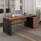 Escrivaninha Mesa Escritório Diretor Com Gaveteiro Pé Painel