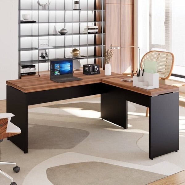 Escrivaninha Mesa Escritório Diretor Em L 150x160cm Espresso