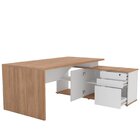 Escrivaninha Mesa Escritório Diretor Em L 3 Gavetas 1 Porta S