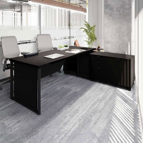 Escrivaninha Mesa Escritório Diretor Em L Com Armário Lateral