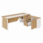 Escrivaninha Mesa Escritório Diretor Em L Com Armário Lateral