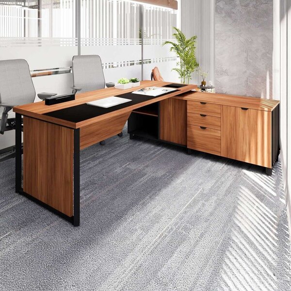 Escrivaninha Mesa Escritório Diretor Em L Com Caixa De Tomada