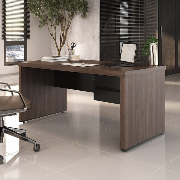 Escrivaninha Mesa Escritório Diretor Em Tamburato Com 2 Gavet