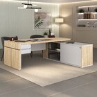 Escrivaninha Mesa Escritório Diretor Em Tamburato Com 2 Gavet