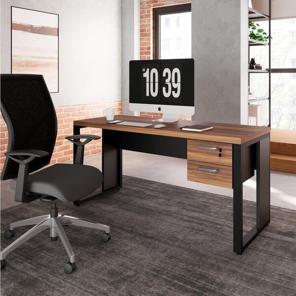 Escrivaninha Mesa Escritório Diretor Retangular Com Gaveteiro