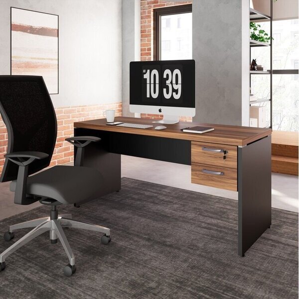 Escrivaninha Mesa Escritório Diretor Retangular Com Gaveteiro