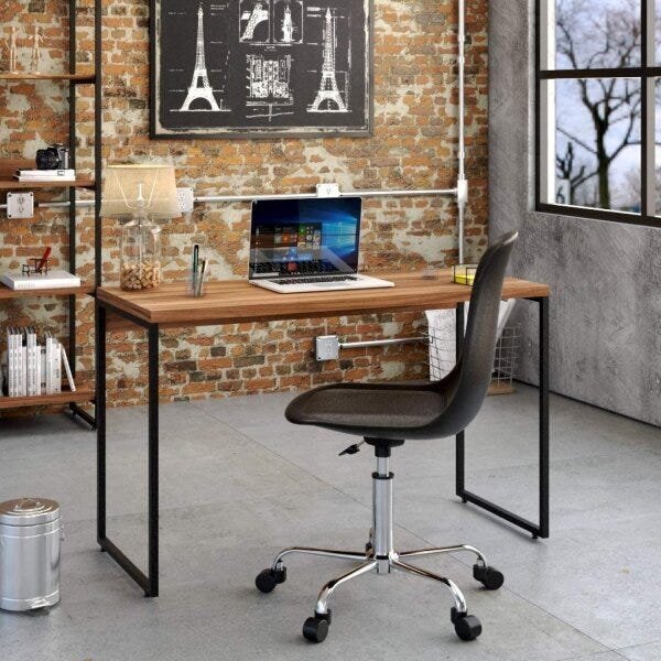 Escrivaninha Mesa Escritório Dynamica 120cm Nogal Nogal