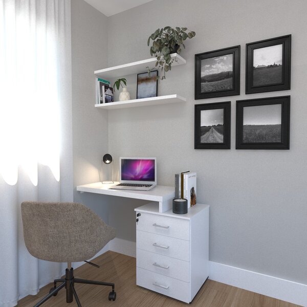 Escrivaninha Mesa Escritório E Home Office Com 4 Gavetas Bran