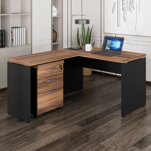 Escrivaninha Mesa Escritório Em L 120cmx150cm + Gaveteiro Mar