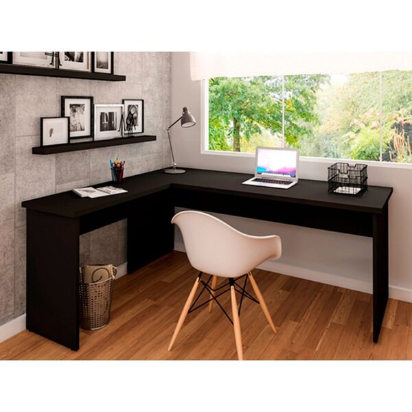 Escrivaninha Mesa Escritório Em L 120x150cm Tampo 30mm Preto