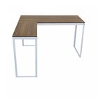 Escrivaninha Mesa Escritório Em L 126x126 Branco / Nogal