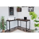 Escrivaninha Mesa Escritório Em L 126x126 Preto Fosco / Nogal
