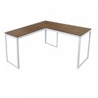 Escrivaninha Mesa Escritório Em L 135x135 135cm Branco E Noga