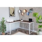 Escrivaninha Mesa Escritório Em L 135x135 135cm Branco E Noga