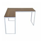 Escrivaninha Mesa Escritório Em L 135x135 Branco / Nogal