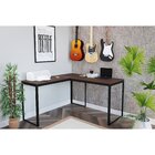 Escrivaninha Mesa Escritório Em L 135x135 Preto Fosco / Nogal