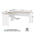 Escrivaninha Mesa Escritório Em L 160x150cm Tampo 3cm Carvalh