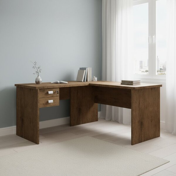 Escrivaninha Mesa Escritório Em L 2 Gavetas 150x120cm Thor Es