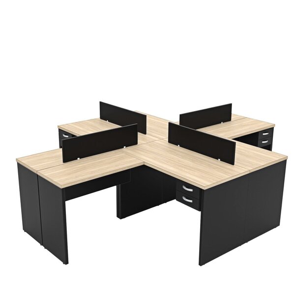 Escrivaninha Mesa Escritório Em L 4 Unidades Office Carvalho