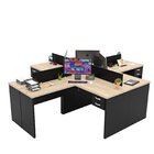 Escrivaninha Mesa Escritório Em L 4 Unidades Office Carvalho