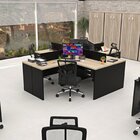 Escrivaninha Mesa Escritório Em L 4 Unidades Office Carvalho