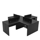 Escrivaninha Mesa Escritório Em L 4 Unidades Office Preto