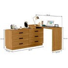 Escrivaninha Mesa Escritório Em L Com 6 Gavetas Cômoda 138cm