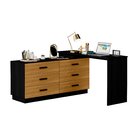 Escrivaninha Mesa Escritório Em L Com 6 Gavetas Cômoda 138cm