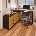 Escrivaninha Mesa Escritório Em L Com 6 Gavetas Cômoda 138cm