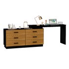 Escrivaninha Mesa Escritório Em L Com 6 Gavetas Cômoda 138cm
