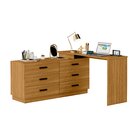 Escrivaninha Mesa Escritório Em L Com 6 Gavetas Cômoda Leonie