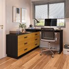 Escrivaninha Mesa Escritório Em L Com 6 Gavetas Cômoda Leonie