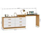 Escrivaninha Mesa Escritório Em L Com 6 Gavetas Cômoda Leonie