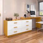 Escrivaninha Mesa Escritório Em L Com 6 Gavetas Cômoda Leonie