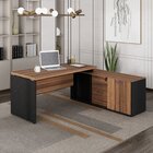 Escrivaninha Mesa Escritório Em L Com Armário Lateral Pé Pain