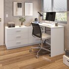 Escrivaninha Mesa Escritório Em L Com Cômoda Leonie 6 Gavetas