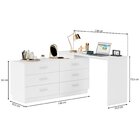 Escrivaninha Mesa Escritório Em L Com Cômoda Leonie 6 Gavetas