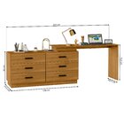 Escrivaninha Mesa Escritório Em L Com Cômoda Leonie 6 Gavetas